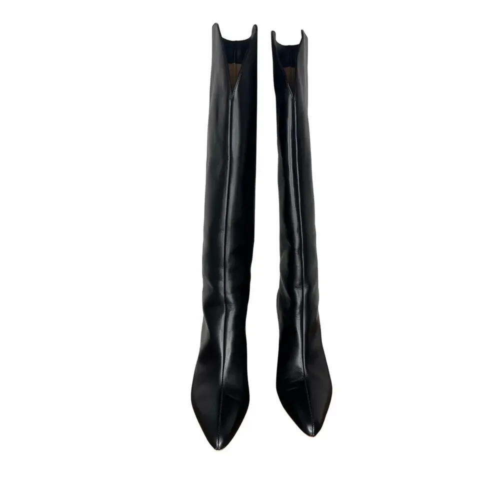 Gabriela Hearst Black Cora Calfskin Leather Knee-High Boots EU 37 Riding Style - Picture 11 of 11